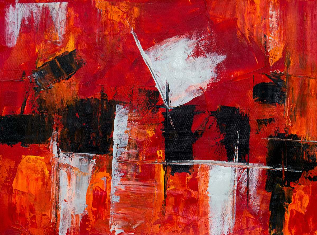 art red and black abstract paiting collage